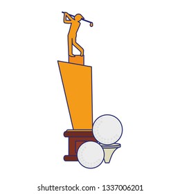Golf trophy cup symbol blue lines