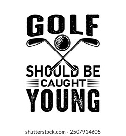 Golf T-Shirt Design. Golf clubs and ball. Golf t-shirt design vector graphic.