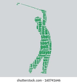 golf typography 3d text word art golf vector illustration word cloud 