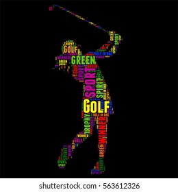 Golf Typography word cloud colorful Vector illustration