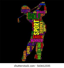 Golf Typography word cloud colorful Vector illustration