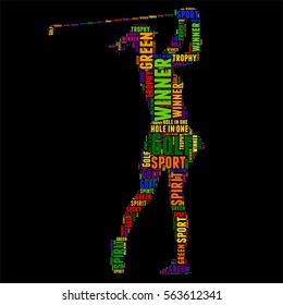 Golf Typography word cloud colorful Vector illustration
