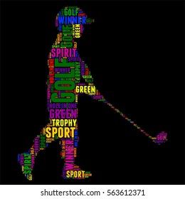 Golf Typography word cloud colorful Vector illustration