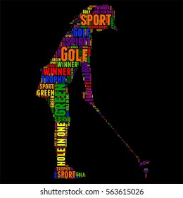 Golf Typography word cloud colorful Vector illustration