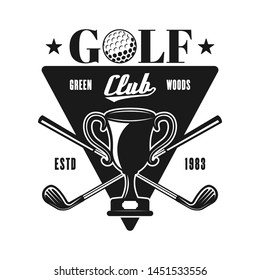 Golf vector emblem, badge, label or logo for sport club in vintage monochrome style isolated on white background
