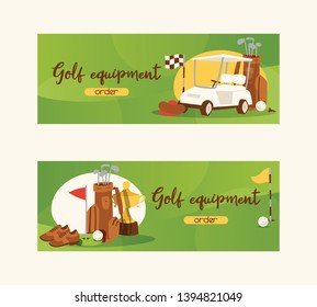 Golf vector golfers sportswear and golfball for playing in golfclub backdrop illustration set of sportsman golfing clothes background.