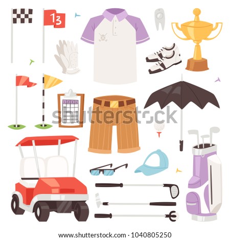 Golf vector golfers sportswear and golfball for playing in golfclub illustration set of sportsman golfing clothes isolated on white background