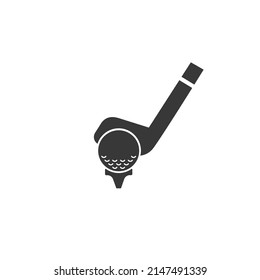 Golf vector icon. Ball and club sign. Sports symbol flat sign