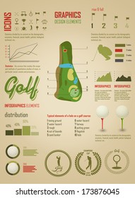 Golf. Vector Labels. Set elements of infographics about golf game