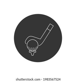 Golf vector line icon. Ball and club sign. Sports symbol