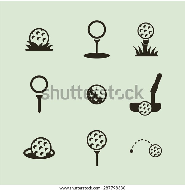 Golf. Vector logo with ball. Set  of sport icons.
Black and white.