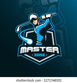 golf vector logo design mascot with modern illustration concept style for badge, emblem and tshirt printing. golf illustration with stick.