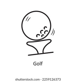 Ilustración de diseño de iconos del contorno del vector de golf. Símbolo olímpico sobre archivo EPS 10 de fondo blanco