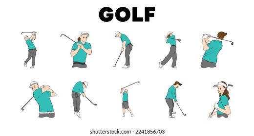 Golf vector set collection graphic clipart design