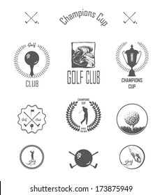 Golf. Vector Set Golfing Champion Labels and Icons