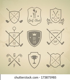 Golf. Vector Set Golfing Champion Labels and Icons