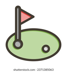 Golf Vector Thick Line Filled Colors Icon For Personal And Commercial Use.
