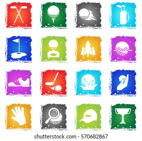 golf vector web icons in grunge style for user interface design