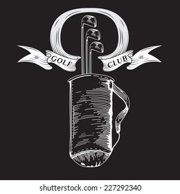 Golf. Vintage golf bag.Vector Golfing Champion Labels and Icons. Emblems for golf. Black. Professional sport emblems. Eps 8