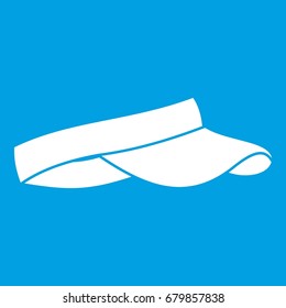 Golf visor icon white isolated on blue background vector illustration