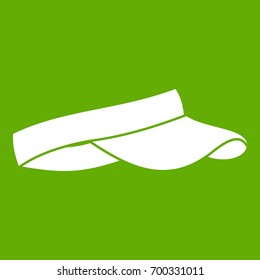 Golf visor icon white isolated on green background. Vector illustration