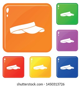 Golf visor icons set collection vector 6 color isolated on white background