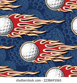 Golf wallpaper design vector illustration image. Repeating tile background of golf balls and fire flame seamless pattern texture.