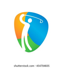 Golf Web button isolated on white background. Athlete Sport Game Logo Competition Icon. Rio 2016 Olympic games in Brazil. summer Sport games symbols. vector illustration