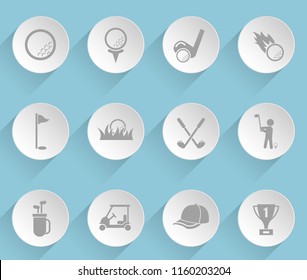 golf web icons on light paper circles