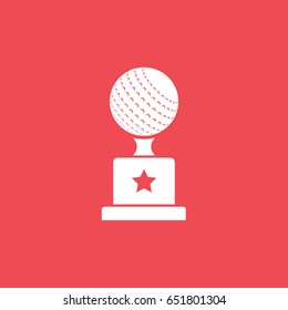Golf Winner Cup Flat Icon On Red Background