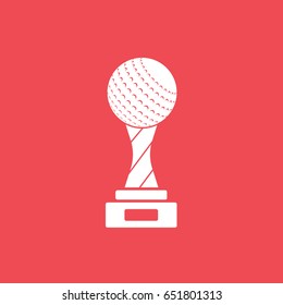 Golf Winner Cup Flat Icon On Red Background