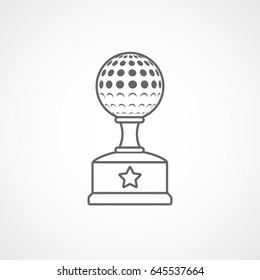 Golf Winner Cup Line Icon On White Background
