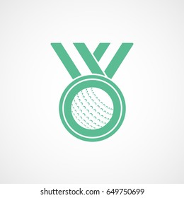 Golf Winner Medal Green Flat Icon On White Background