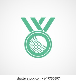 Golf Winner Medal Green Flat Icon On White Background