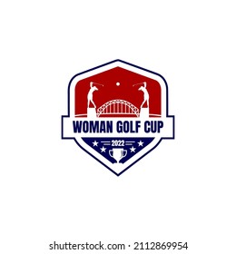 Golf woman cup competition logo vector