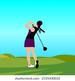 Imagem E Ilustração De Vetor De Mulher Golfe
