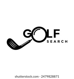golf word sign with golf club and magnifying glass.golf search icon.creative combination vector illustration.eps 10