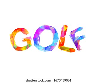 GOLF. Word of vector triangular colorful letters