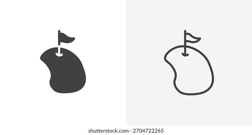 Icono de patio de golf. colección de línea de trazo editable y estilos planos sólidos.