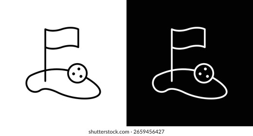 Icono de patio de golf para concepto y Diseño gráfico. Colección de iconos de vector de estilo negro de alta calidad