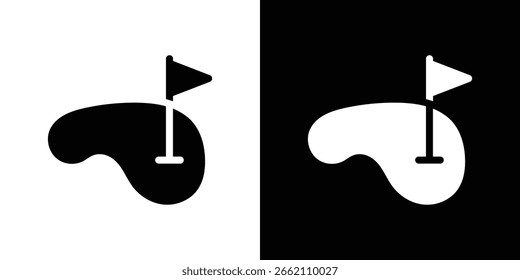 Golf yard icon in flat black solid vector set