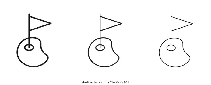 Símbolo de estilo linear do ícone do pátio de golfe para conceito móvel e web design.