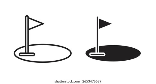 Ícone de pátio de golfe, sinal vetorial de contorno, pictograma de estilo linear e sólido isolado no branco.