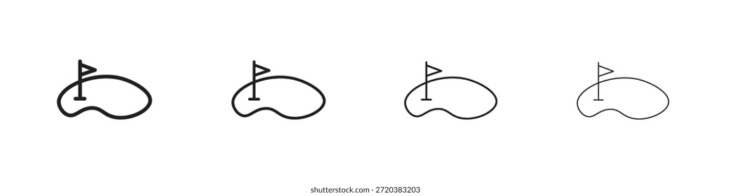 Conjunto de ícone de pátio de golfe, Ilustração, Preto