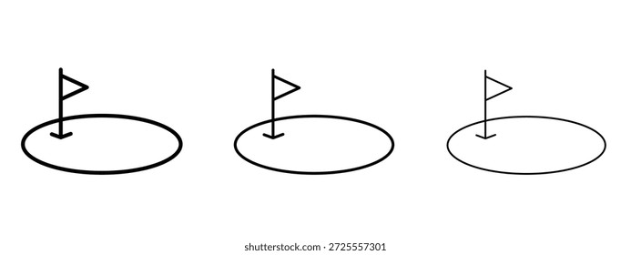 Símbolo de línea delgada del icono del patio del golf en el fondo blanco, Ilustración vectorial editable del movimiento