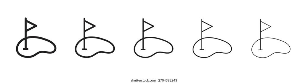 Icono de patio de golf Conjunto de trazos lineales negros y delgados