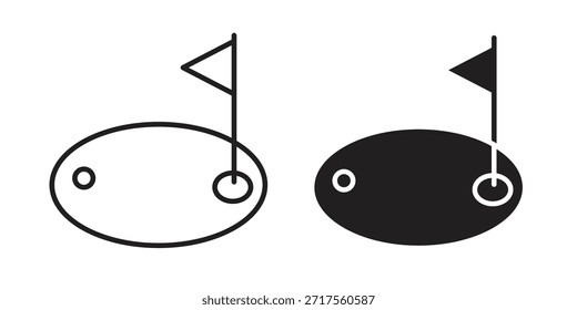 Ícones do pátio de golfe. Pixel perfeito. Ícone de contorno de vetor. Conceito de logotipo plano.
