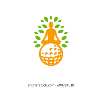 Golf Yoga Icon Logo Design Element