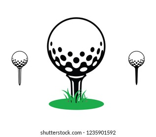 golfball on a Tee graphic, icon, logo, symbol, grass,