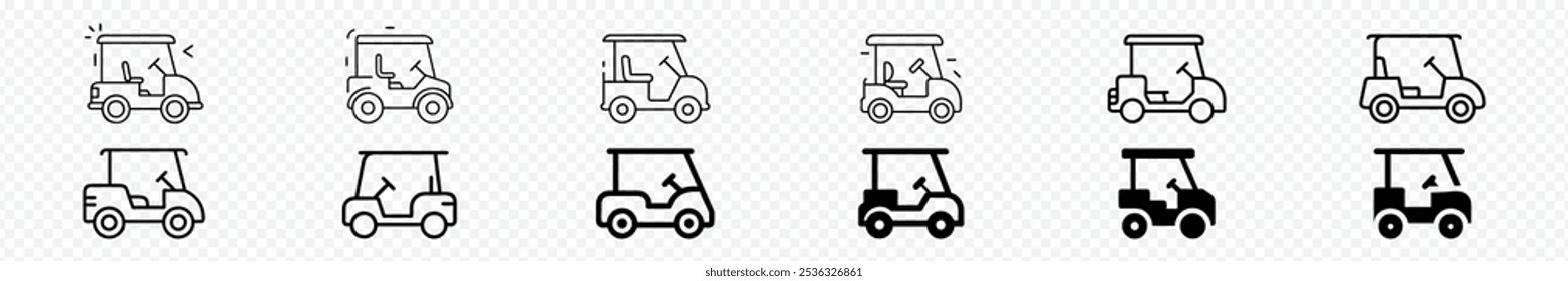 golfcart logo silhouette vector, golf cart simple line icon, Golfcar icon, Golf Cart vector icon, Golfs Cart with Clubs, golf car Silhouettes, Golf cart car icon